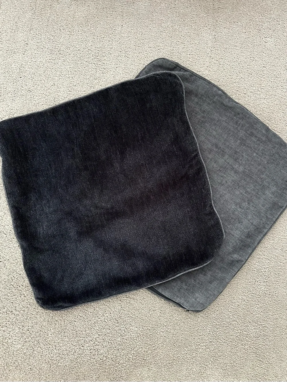 Set of 2 Reversible Decorative Throw Pillow Covers 20 x 20 Grey & Navy